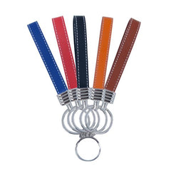 Round Keyring with Leather Hand Chain - Orange