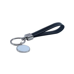 Round Keyring with Leather Hand Chain - Black