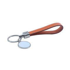 Round Keyring with Leather Hand Chain - Orange