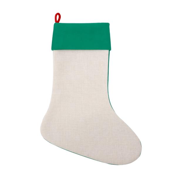 Sublimation blank Linen Green Christmas Stocking - 30 x 45 cm