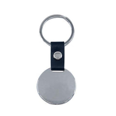 Round Metal Keyring with Leather chain
