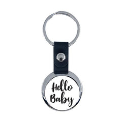 Round Metal Keyring with Leather chain