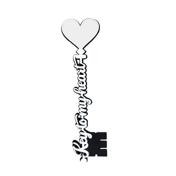 Heart Acrylic Key to my Heart - Black and White