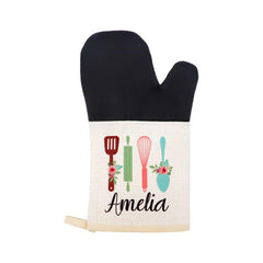 Linen Oven Glove with Rubber Patch