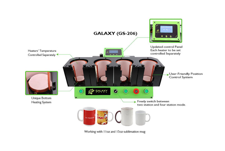 Dino Galaxy air mug press 4 gs-206 sublimation printing subliblanks