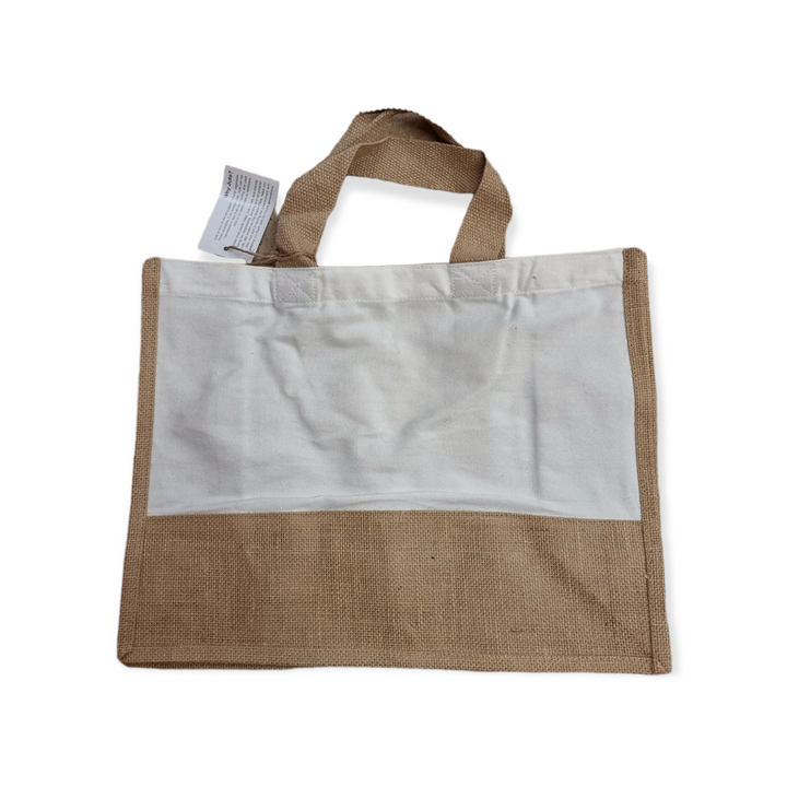 Jute & Patch Polyester Tote Bag - 43 x 34 x 19 cm