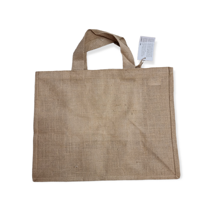 Jute & Patch Polyester Tote Bag - 43 x 34 x 19 cm