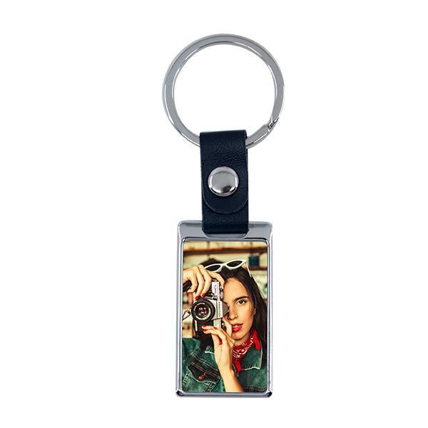 Sublimation blank metal keyring with leather chain