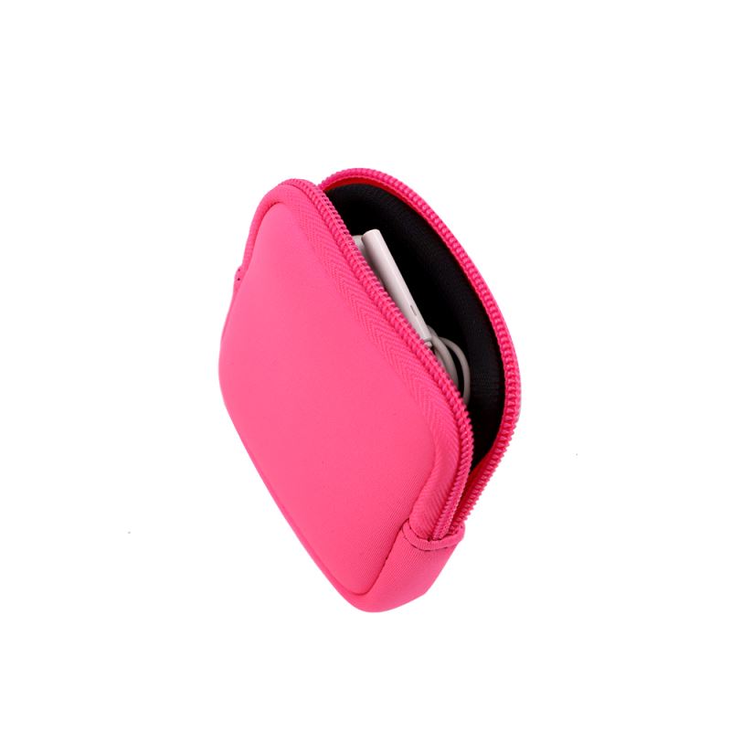Neoprene Earphone Bag Square - Neon Pink