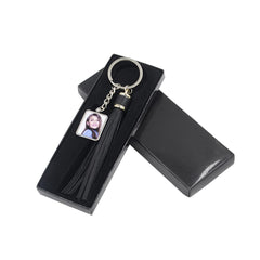 square sublimation tassel metal keyring