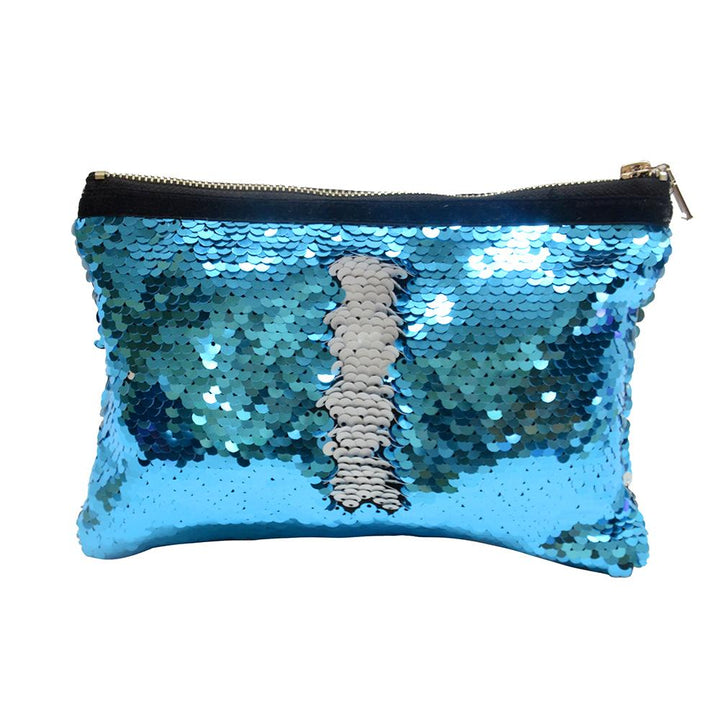 sublimation blank blue sequin cosmetic bag