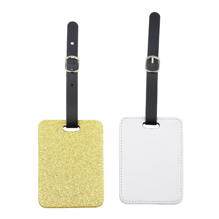 sublimation blank gold glitter luggage tag