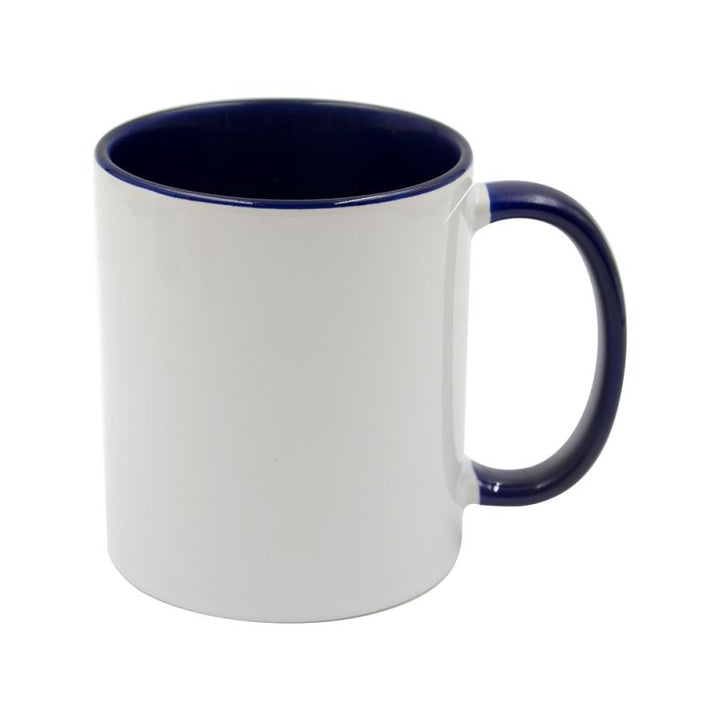 sublimation blank dino coating ceramic dark blue coloured inner and handle mug