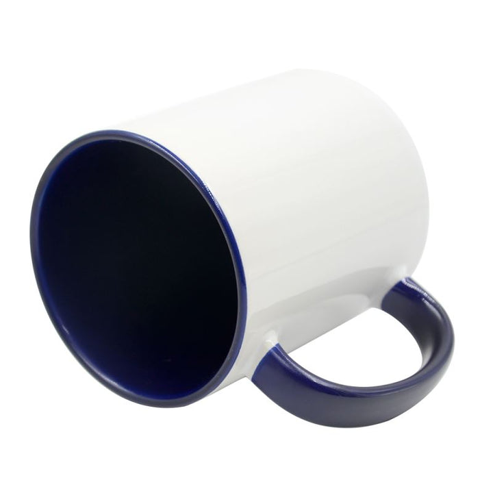sublimation blank dino coating ceramic dark blue coloured inner and handle mug