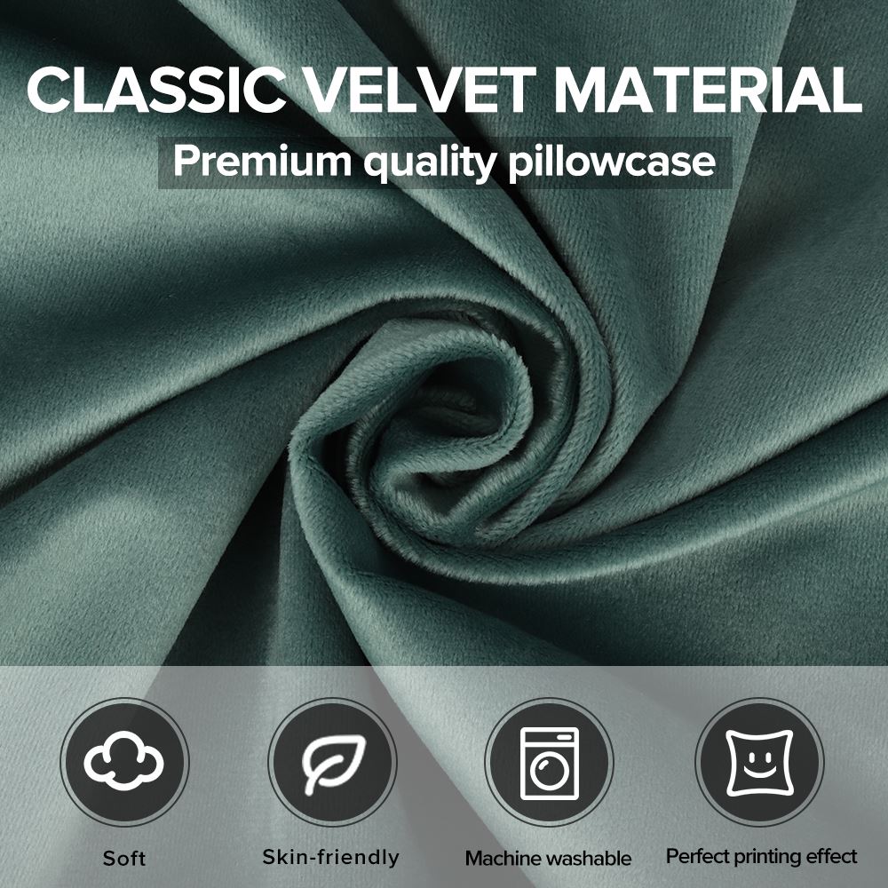 sublimation blank soft velvet cushion cover dark green